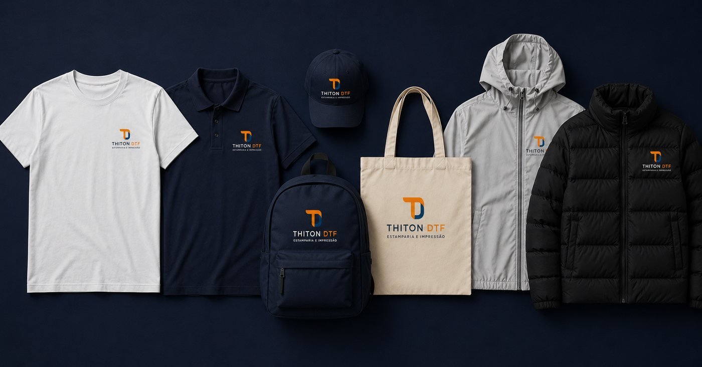 Camiseta, camisa polo, boné, mochila, ecobag, corta-vento e jaqueta puffer personalizados com estampa DTF